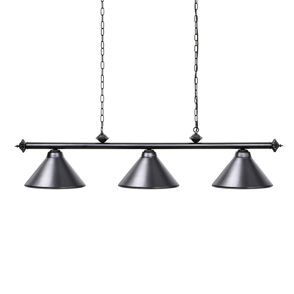 Wellmet Pool Table Lights with 3 Metal Shades for 7-9ft Dining Table, Man Cave, Game Room, Kitchen Island Light for Restaurant or Dining Room - Black