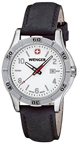 Wenger 0921.102 Women's Platoon White Dial Black Leather Strap Watch