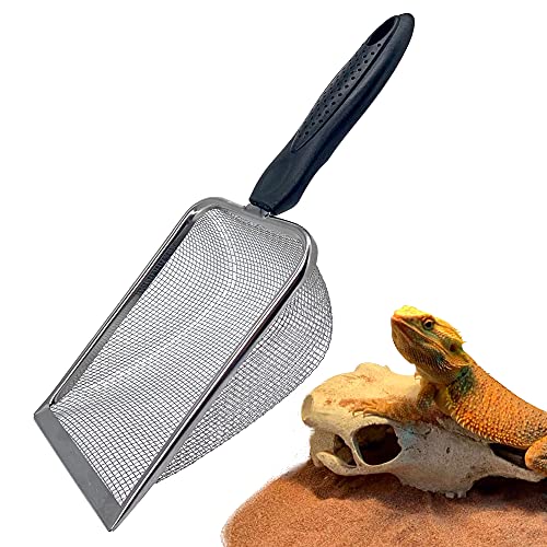 Casidoxi Stainless Steel Reptile Sand Substrate Scoop Shovel Sifter Fine Mesh Metal Reptile