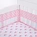 NoJo 4 Piece Secure Me Crib Liner, Lattice, Dark Pink