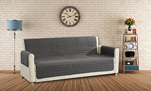 Quick Fit Fifi Home Reversible Waterproof Microfiber Sofa Grey, Loveseat Cover