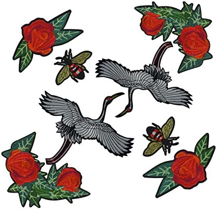 Est Mundum Motorcycle Patches Designer Snake | Bee | Tiger | Rose | Multi-Pack Kit | Embroidered Iron On Patch for Jackets and Backpacks | (Parent) (Swan Pack)