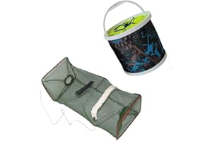 Fasplore Minnow Trap & Bait Bucket Set, Live Bait Fishing Kit for Anglers, Fish Catching Tools for Kids, Outdoor Fun