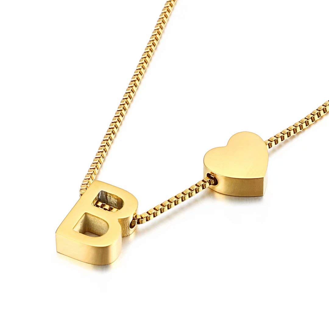 Qings Gold Initial Pendant Necklace,Personalized Letter A-Z Exquisite Pendant Minimalist Female Jewelry B Letter Necklace