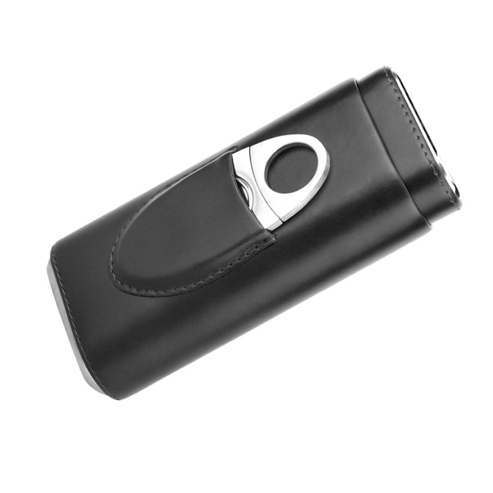 Garosa Portable Leather Travel Cigar Case Cedar Wood Lined Cigar Humidors 3 Tubes with Stainless Steel Cigar Cutter Cutter Stand(Black)