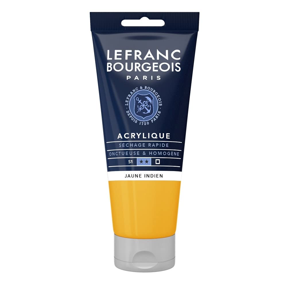 Lefranc Bourgeois 300373 Fine Acrylic Paint - Indian Yellow, 80 ml Tube, Creamy Acrylic Paint, Water-based, Quick Drying, Non-fading, Waterproof
