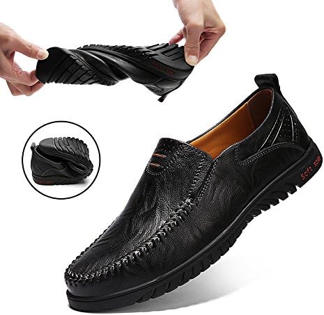 Sanyge Men's Leather Shoes Slip on Casual Loafers Driving Moccasin Shoes