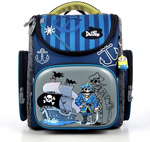 WECNSKY Security High-capacity Skull Pirate Protect Spinal Children Backpack (blue pirate)