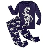 Dinosaur Little Boys Long Sleeve Glow-in-The-Dark Pajamas Sets 100% Cotton Clothes Toddler Kids Pjs Size 7