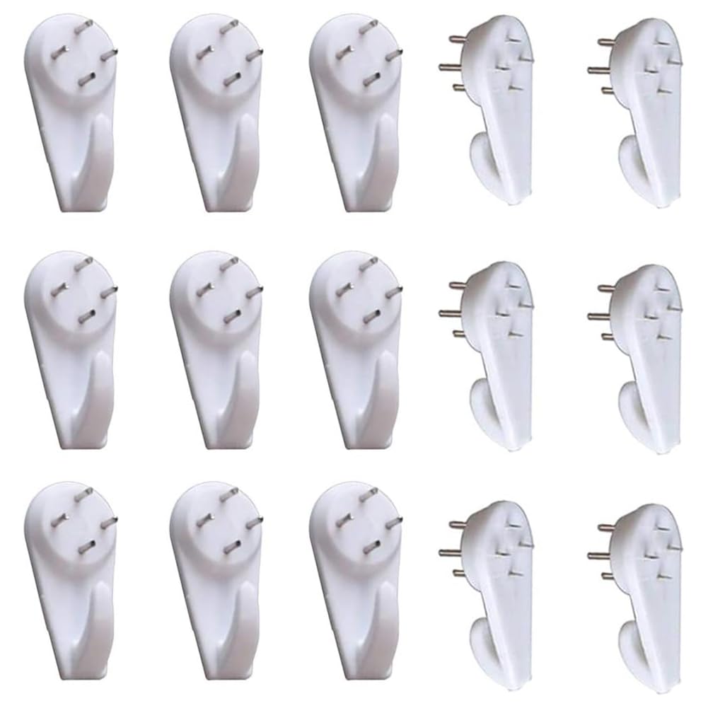 SYBL 20PCS White Powerful Concrete Hard Wall Drywall Picture Hooks Non-Trace Hanging Hook Traceless Nail Plastic Wall Hook for Picture Photo Frame Clock Hangers(5cm/1.97" Length)
