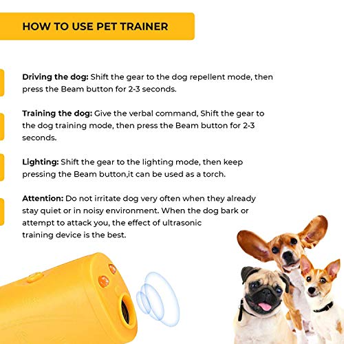 nicekrud Ultrasonic Dog Bark Deterrent & Handheld Anti Barking Repeller Training Gadget for Pets and Dog Trainer & Dog Barking Control Devices