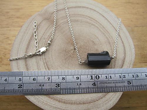 925 Sterling Silver Raw Black Tourmaline Necklace,925 sterling silver chain,Size 18",BTN3