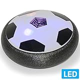 Air Powered Electric Soccer Football Disc Ball Toy WithLED Lights For Indoors & Outdoors Soft Padded Rubber Foam Protector Use As Hover Hockey Disc, Gliding Ball Or Kicking Play Ball