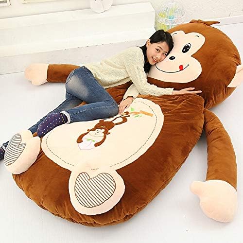 WZP Tatami cartoon mattress Cute animal plush toy Frog, monkey single child sofa bed Cat, bear sleeping bag lazy sofa Boy and girl birthday present,Monkey,L(2x1.1m)