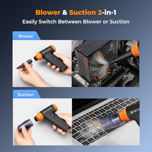 K&F CONCEPT BS200 2 in 1 Compressed Air Blower, 150000TR/Min Mini Powerful Wireless Blower with 5000mAh Battery | 6 Nozzles | Brushless Motor for Cleaning Camera PC Keyboard Car