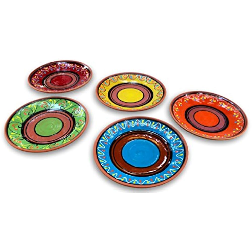 Spanish Dinner Plates Terracotta 5Piece Small Set (European Size