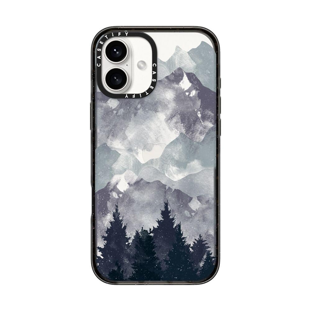 CASETiFY Impact Case for iPhone 16 Plus [Slim / 8.2 ft. 4X Military Grade Drop Protection/Wireless Charging Compatible] - Winter Tale Clear Case - Clear Black