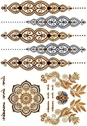 初売り タトゥーシール アクセサリー シャイニーメタリック Gt 295 Tattoo Seal フラッシュタトゥー タトゥシール刺青 ボディジュエリー トライバル フェイクタトゥー ボディアート ボディシール