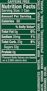 Canada Dry Nutrition Label