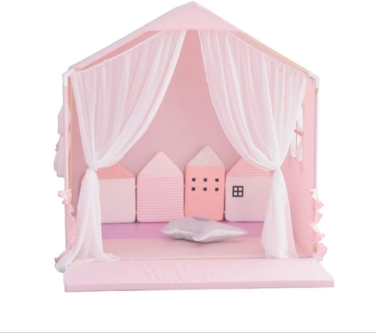 Wjwk Indoor Children's Tent Oversized Girl Game House Girl Castle Pink Princess Room with PU Mat 140cmX135cmX95cm