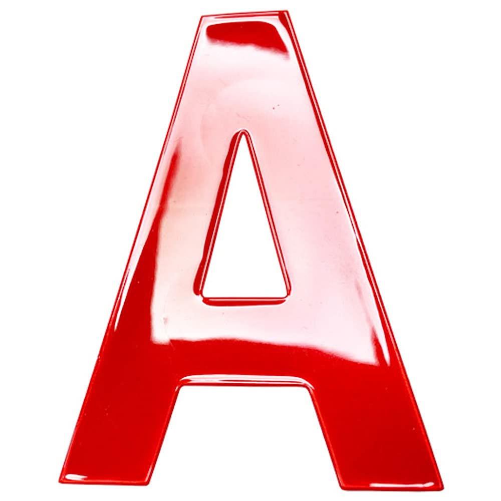 Merriway BH05624 (2 Pcs) Red High Visibility Reflective Plastic Stick-On Wheelie Bin Post Box Crate Dust Bin Letter 75 mm (3 Inch) Letter A - Pack of 2 Pieces