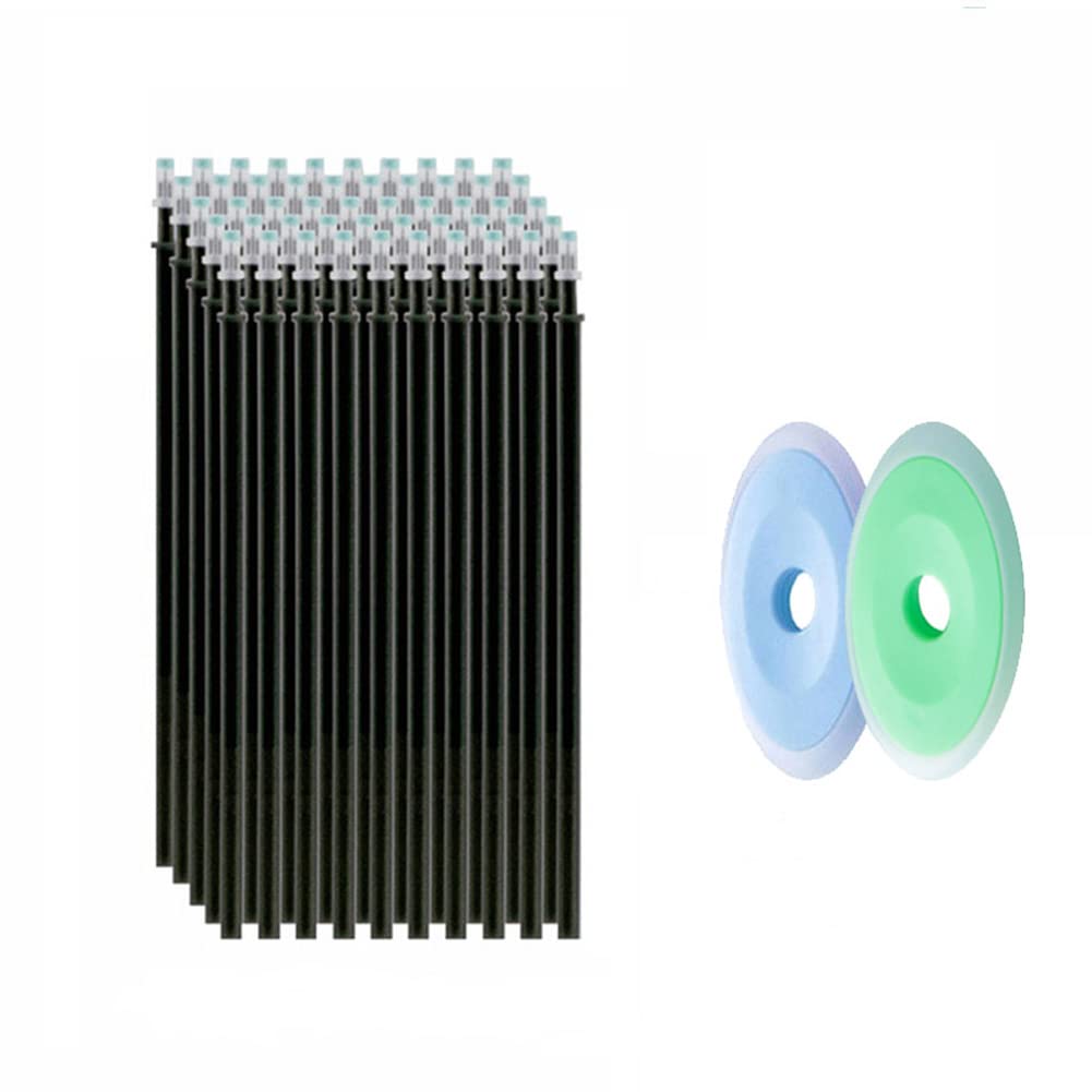 MROOFUL 50 Pack Erasable Gel Pen Refills 0.5mm Blue Ink Office School Erasable Pen Friction Handle Colored 2PCS Eraser Writing Stationery (Black)