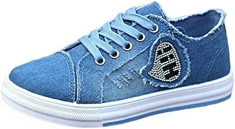 Kangwoo Women's Double Up Shoes denim fashion sneakers Blue US 5