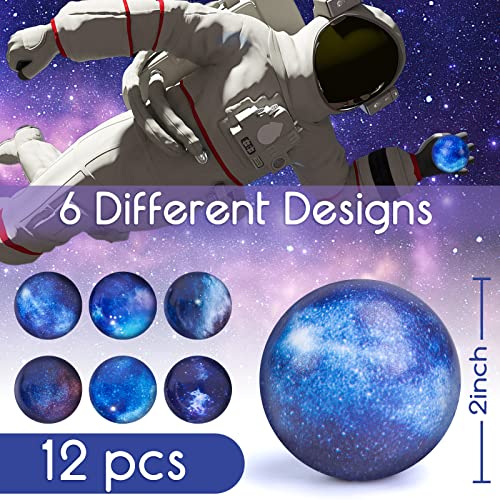 AMOR PRESENT 12PCS Galaxy Stress Balls, Foam Stress Balls 2 inch Space Theme Stress Balls for Stress Relief Outer Space Astronaut Party Class Reward