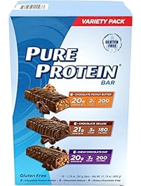 Pure Protein High Protein Bar Variety Pack 1.76-Ounce Bar (Pack of 18), Includes: Chocolate Peanut Butter, Chewy Chocolate Chip & Chocolate Deluxe Bars