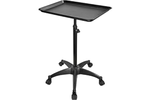 JOSTZHXIN Salon Rolling Tray, Premium Aluminum Tattoo Tray Rolling Cart, Height Adjustable Styling Tray, Service Storage Tray Trolley for Beauty Salon Clinic Spa