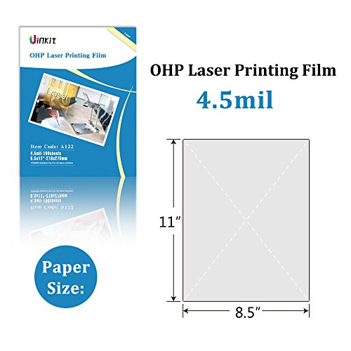 100 Sheets Laser Transparency Film 8.5x11 Color Transparent Paper OHP