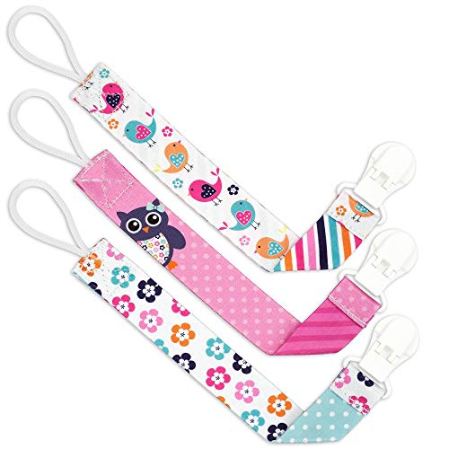 Liname Pacifier Clip for Girls - 3 Pack Gift Packaging - Premium Quality & Unique Design - Pacifier Clips Fit All Pacifiers & Soothers - Perfect Baby Gift