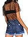 WuLun Women's Sexy Summer Street Paris Letter Print See Through Mesh T-Shirts Tops (Small, Striped)