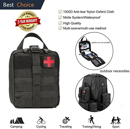 Tactical Molle Pouch Bag Attachment Accessory First Aid Kit Rip-away EMT Medical IFAK EDC Utility Pouches Bags with Buckle Strap 1000D for Outdoor Hiking Backpacking Camping Travel Treking Car Cycling