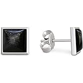 925 Sterling Silver Onyx Studs Earrings for Women - Square Studs- July Birthstone Earrings - Jewelry for Women