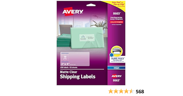 Avery Printable Shipping Labels with Sure Feed, 2