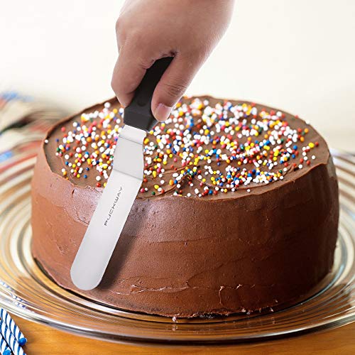 PUCKWAY Cake Decorating Icing Spatula set of 6 8 Inch Black Stainless Steel Frosting Spatulas, 24 Stainless Steel Baking Frosting Piping Tips with Cleaning Brush - Thumbnail 6