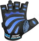 Gym Gloves Protect Your Hands & Improve Your Grip Weightlifting Grips (Blue, X-Large)