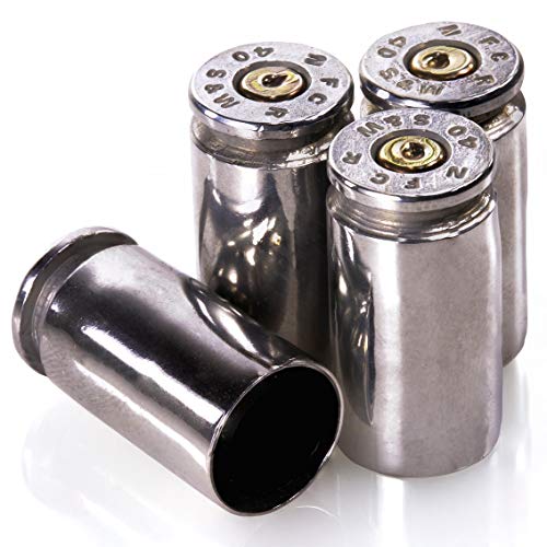 Lucky Shot Set of 4 Polished Chrome 40 Caliber Bullet Valve Stem Caps