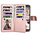 Tekcoo Compatible for LG K20 V/LG K20 Plus/LG Harmony/LG Grace/LG V5 / K10 2017 PU Leather Wallet Case, Luxury ID Credit Card Slots Holder Flip Cover [Detachable Magnetic Hard Case] -Rose Gold