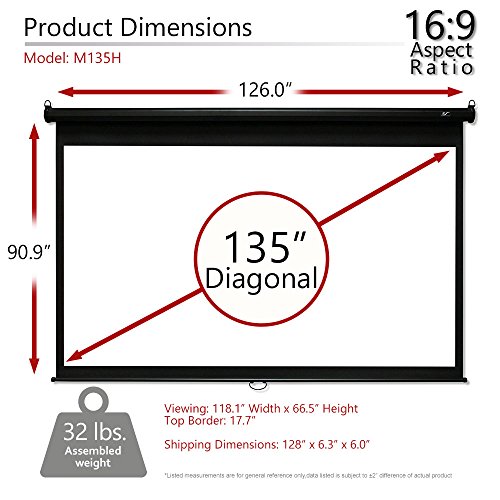 Elite Screens Manual B, 135INCH 169, Manual Pull Down Projector