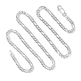 925 Sterling Silver 3MM Figaro Chain - Italian Crafted Necklace For Men & Women - Lobster Claw Clasp - 16 Inch