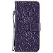 SMYTU Galaxy S8 Plus Case Cover, Premium Emboss Sunflower Flip Wallet Shell PU Leather Magnetic Cover Skin with Wrist Strap Case(Purple)