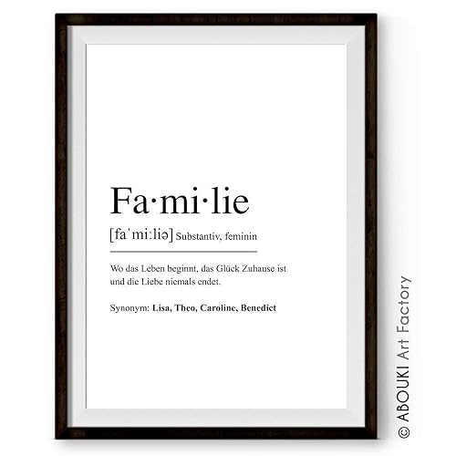 ABOUKI Definition FAMILIE - personalisierter Kunstdruck - ungerahmt - Geschenk-Idee