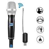 MAONO AU-700 USB Wireless Microphone UHF Handheld Cardioid Vocal Mic Studio Dynamic Mic for Karaoke, Speech (black)