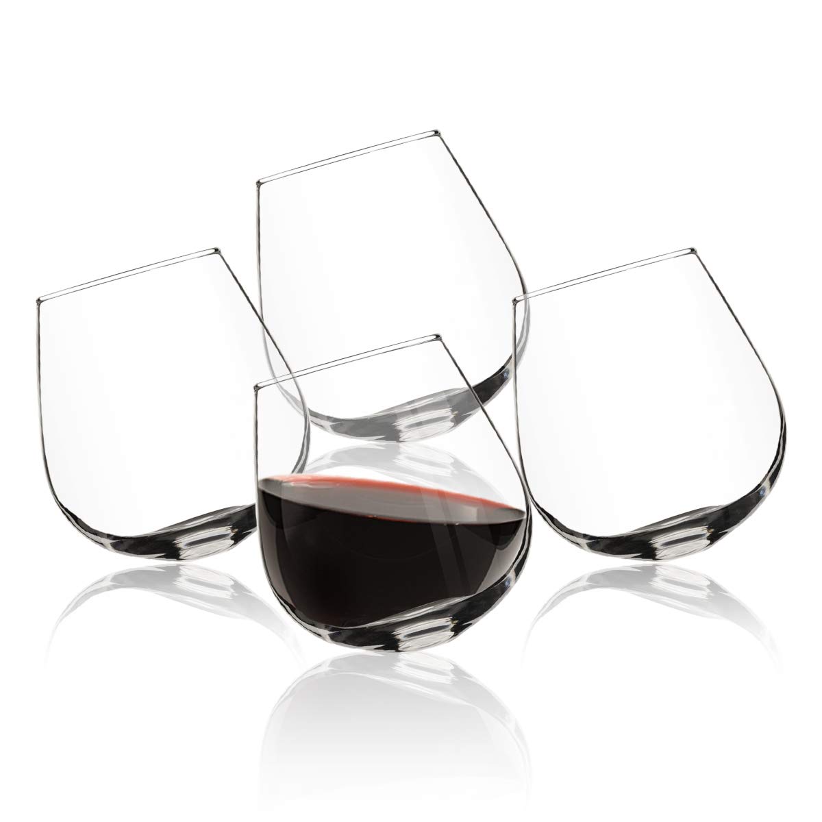 Rocking Stemless Wine Glass Set Of 4 Rolling Tumbler For Drink Aeration Cocktail Party Event Hosting Glasses Sits Upright Or Spill Proof Tilt Amazon In Home Kitchen