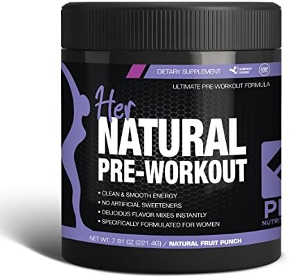 Her Natural Pre-Workout For Women - Improved Energy & Performance For Better Workouts - BCAAs - Naturally Sweetened & Stimulant Free (Natural Fruit Punch)