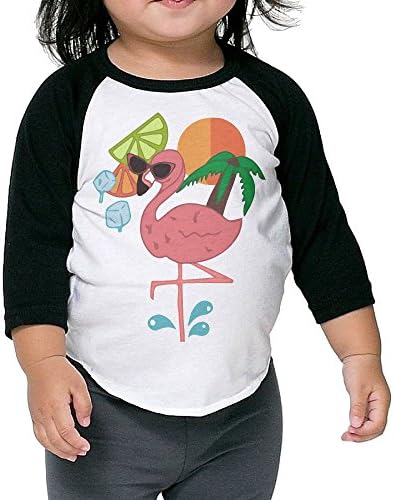 Hawaiian Flamingo Cute Printed Tees for Kids with Long Sleeve