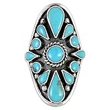 925 Sterling Silver & Genuine Turquoise Ring Sizes 6 to 12