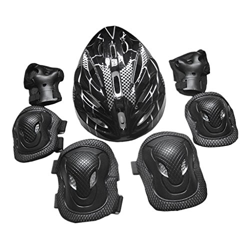 image for Flameer Adults Protection Kit Skateboard Helmet Knee Elbow Palm Pad Se